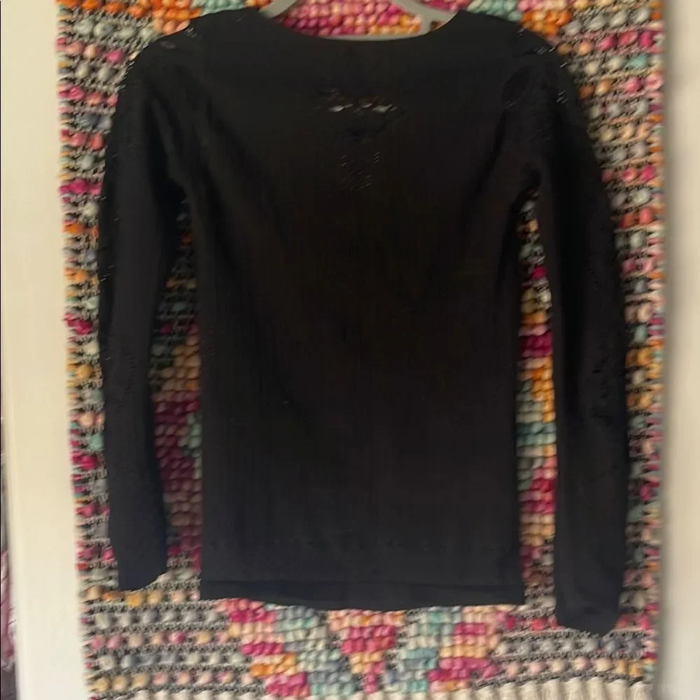 Free People Black  Long Sleeve Blouse